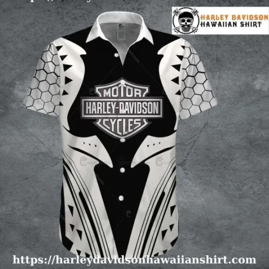 Discover Hex Armor Pattern Harley Motor Racing Davidsonn Davidson Hawaiian Shirt for Men