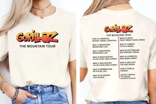 Gorillaz T-Shirt, The Mountain Tour UK Tour Top, UK Tour 2026 Jumper