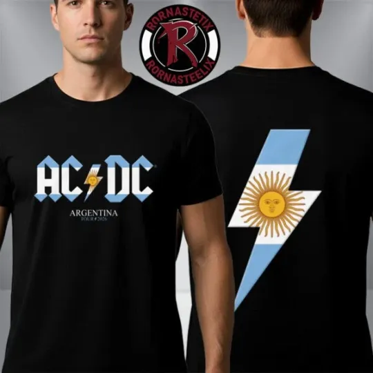 Discover 1ACDC Pwr Up Tour 2026 Argentina Flag Unisex T Shirt Two Sided