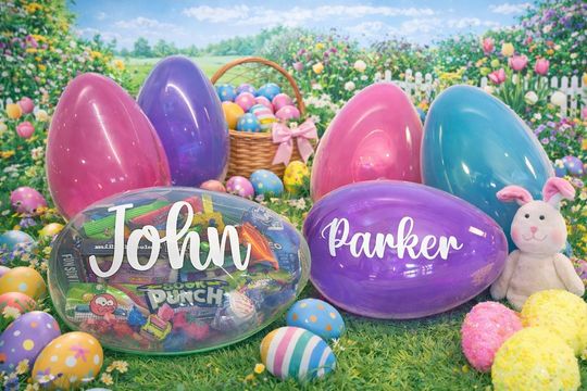 Personalized Jumbo Easter Eggs, 10 Inch, Fillable Keepsake, Custom Name Vinyl