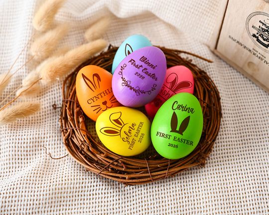 Personalized Easter Egg with Name Engraved Wood Easter Egg with Bunny Ear Easter Decor Gifts for Kid Easter Egg Easter Basket Decor Keepsake