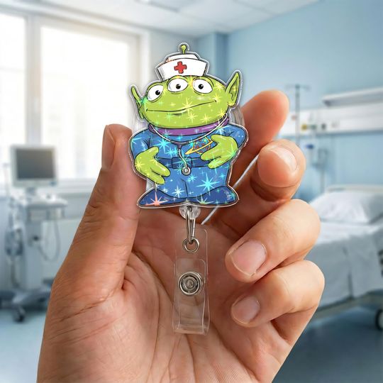 Discover Toy Story Alien Badge Reel, Pizza Planet Rocket ID Holder, disney Nurse Badge Clip, Disney Alien Retractable Reel, Nurse Gift NGYB18