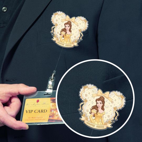 Discover Custom Disney Beauty And The Beast Belle Badge Reel,Personalized Badge,Retractable ID Badge Holder,Gift For Nurse, Disneyland Trip G5SU09-3