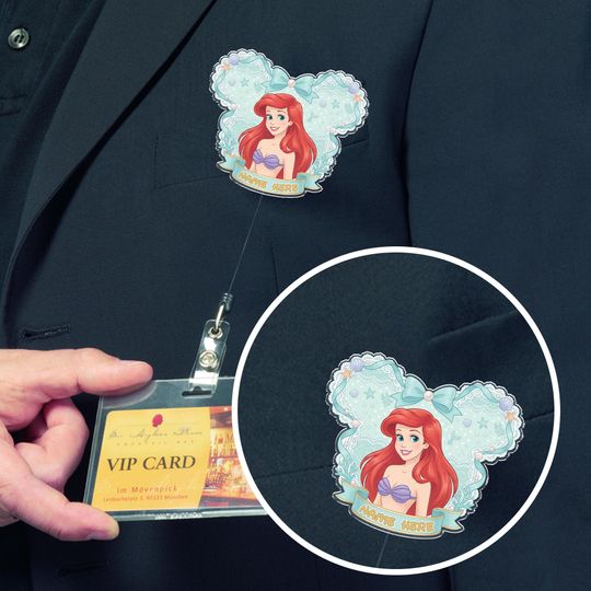 Discover Ariel Princess Badge Reel,Little Mermaid Inspired Badge Holder,Personalized Ocean Theme Nurse Badge Reel,Gift for Her,Disneyland G5SU09-4