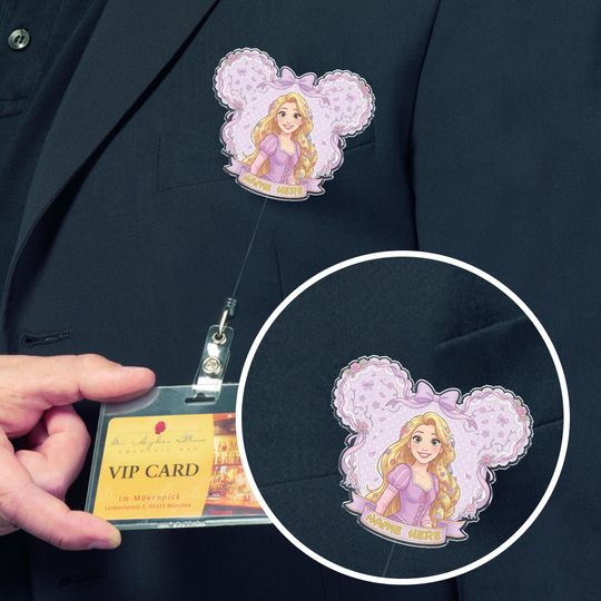 Discover Rapunzel Princess Badge Reel, Tangled Inspired Badge Holder, Personalized Nurse ID Reel, Floral Fairytale Badge,Gift for Her G5SU09-6