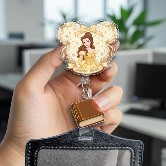 Discover Custom Disney Beauty And The Beast Belle Badge Reel,Personalized Badge,Retractable ID Badge Holder,Gift For Nurse, Disneyland Trip G5SU09-3