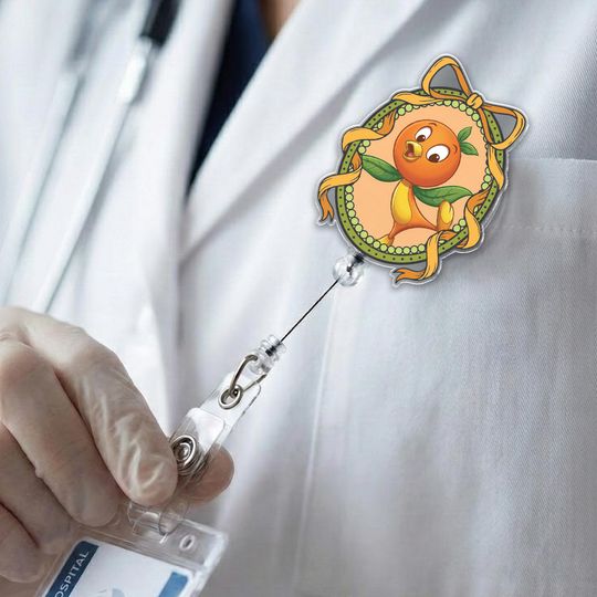 Discover Disney Orange Bird Mickey Balloon Badge Reel,Cute Disney Epcot Badge,Retractable ID Badge Holder,Disney Nurse Gift,Epcot Accessory G5SY01-2
