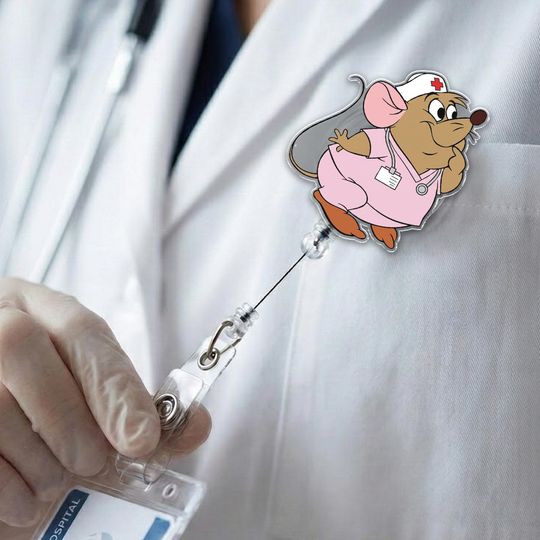 Discover Disney Gus Gus Badge Reel,Lookin' Like A Snack Disney Princess Cinde Gus Gus Retractable ID Badge Holder, Gus Gus Gift for Her G5SY02-3