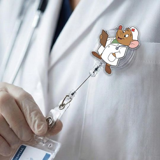 Discover Gus Gus Badge Reel, Cinde Mouse ID Holder, Cute Disney Badge Reel, Fairy Tale Work ID Reel, Cartoon Mouse Retractable Badge G5SY02-4