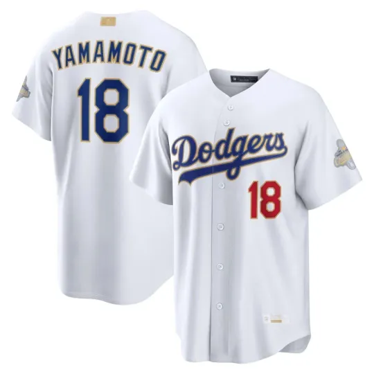 Discover Yoshinobu Yamamoto Dodgers White 2026 Gold Collection Stadium Baseball Jersey