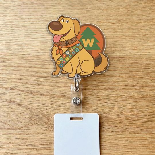Disney Wilderness Explorer Badge Reel,Up Dug Dog Badge,Nurse Badge Clip, Retractable ID Badge Holder, Gift For Nurse, Disneyland Trip D3DF26