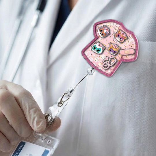 Discover SuperKitties Shaker Badge Reel, Retractable ID Holder Cartoon Nurse JCU103