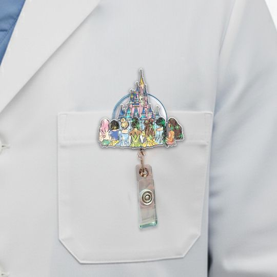 Discover Disney Princess Badge Reel, Cinde Disney Girl Trip Retractable ID Badge Holder, Walt Disney World Disneyland D3DL26