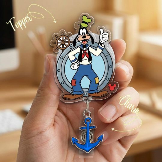 Discover Disney Cruise Badge Reel Mickey Minnie Donald Goofy, Retractable ID Holder, Gift for Nurse Teacher Disney C2CN01-6