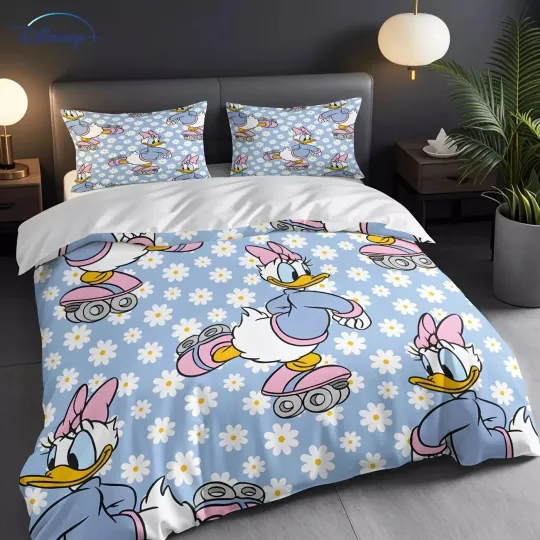 Discover Cute Daisy Duck Go Rollerblading Daisy Flowers Bedding Set