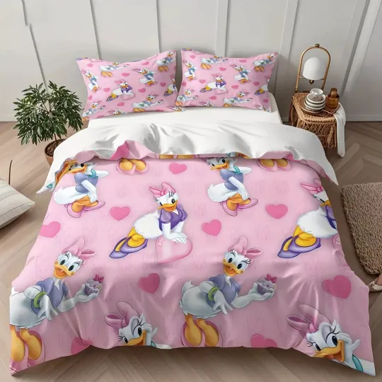 Discover Adorable Daisy Duck Hearts Love Happy Mother's Day Bedding Set
