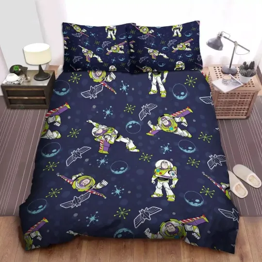 Toy Story Buzz Lightyear In Space Pattern To Infinity Bedding Set