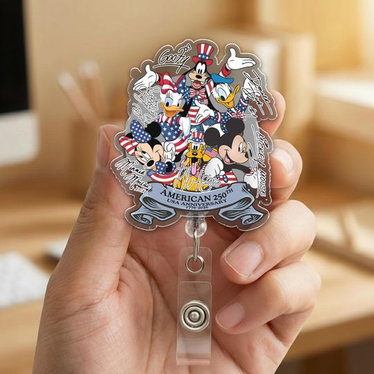 Discover Minnie and Friends 250th Years Badge Reel, Disney America 250th Anniversary Badge Reel, Patriotic Disney Badge Reel, 4th Of July NHOI13-06