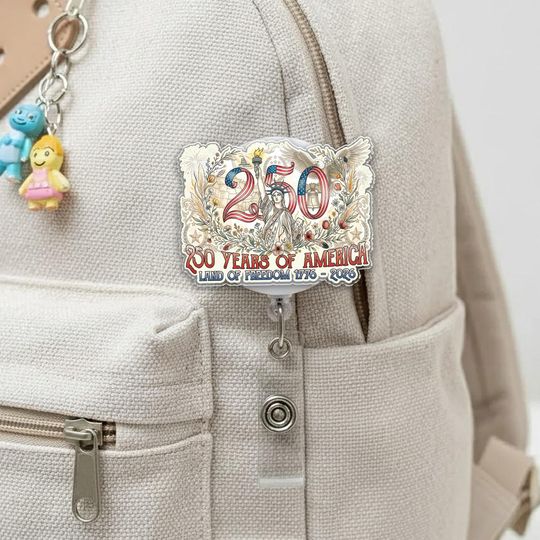 Discover Statue of Liberty Badge Reel: 250 Years America Anniversary ID Holder 1776 to 2026 Lady Liberty JDJF10