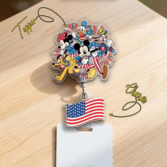 Discover Mickey Mouse 250 Years Badge Reel, America 250th Anniversary Badge Reel, Patriotic Disney Badge Reel D3EE01