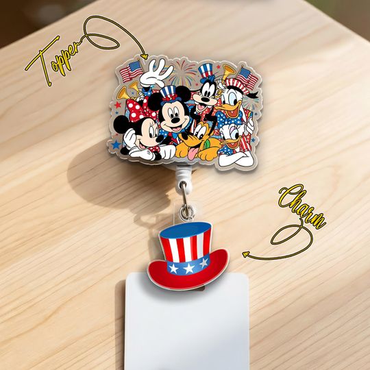 Discover Mickey Mouse 250 Years Badge Reel, America 250th Anniversary Badge Reel, Patriotic Disney Badge Reel D3EE03