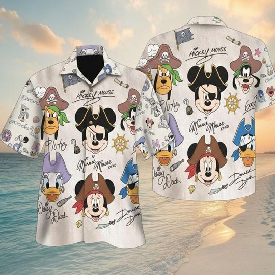 Discover Mickey Pirate Hawaiian Shirt, Pirates of the Caribbean Disney Hawaiian Shirt, Mickey Aloha Shirt, Disney Caribbean Shirt