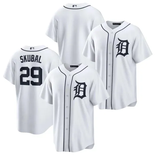 Discover 男式/青少年老虎队 #29Tarik Skubal 白色限量球衣缝制球衣-