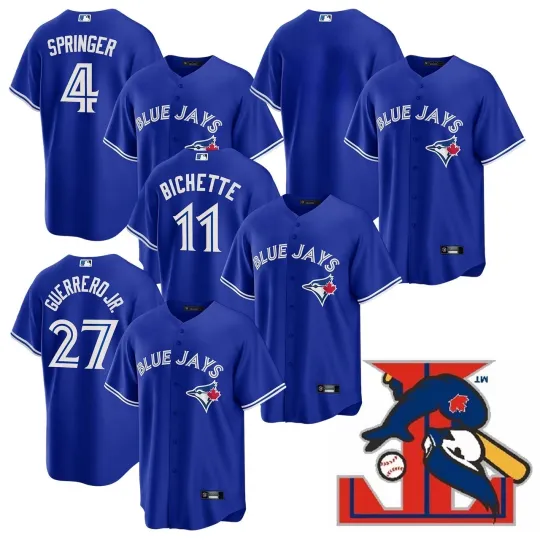 Discover 全新带标签 男式/青少年 Blue Jays Rush 蓝色 限量球员缝制球衣-