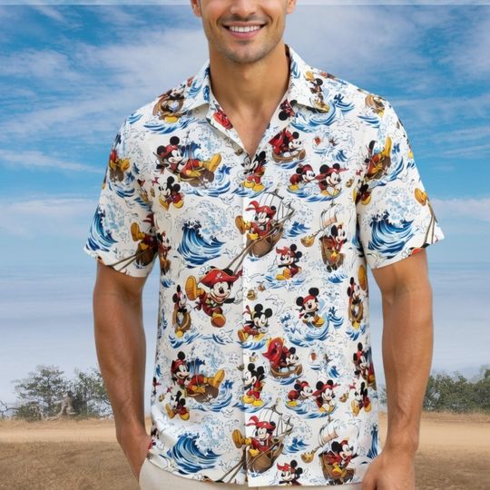 Discover Mickey Mouse Pirate Summer Hawaiian Shirt, Yo Ho Yo Ho A Pirate's Life For Me Button Shirt, Pirates of Caribbean Shirt, Disney Cruise Outfit