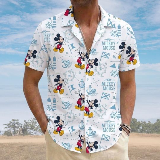 Discover Disney Mickey Mouse Cruise Hawaii Shirt, Mickey Mouse Minnie Button Shirt, Mickey Cruise Hawaii Shirt, Cartoon Summer Beach Shirt