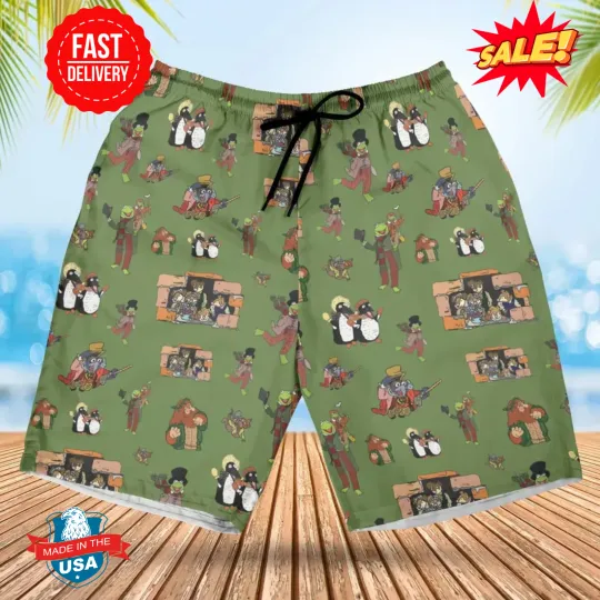 The Muppet Christmas Carol Characters Beach Shorts
