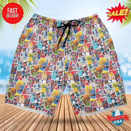 80s Cartoon Duo Beach Shorts
