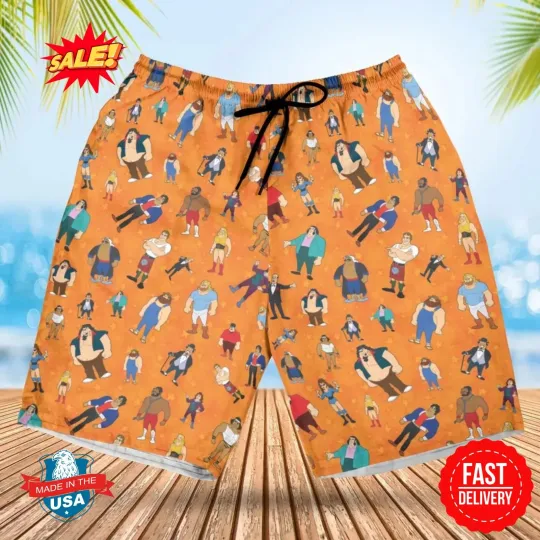 Discover 80s Hulk Rock 'n' Wrestling Characters Beach Shorts