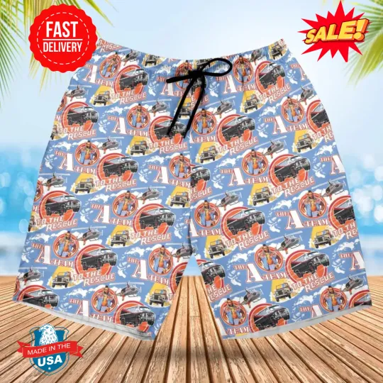 Discover To The Rescue The A Team Pattern Beach Shorts