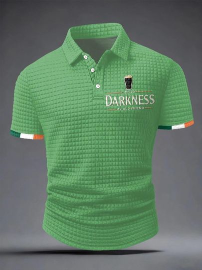 Hello Darkness My Old Friend Waffle Polo Shirt, Funny Introvert Quotes Short, Sarcastic Humor Clothing, Unique Gift For Him