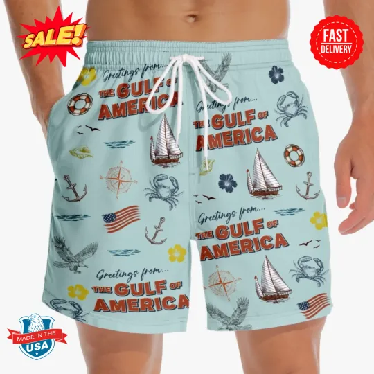 Discover Sea You At The Gulf Of America, US Patriotic Pride Tropical Beach Short