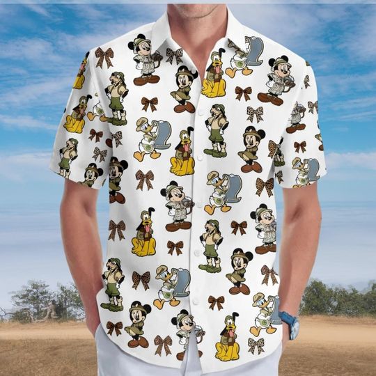 Discover Disney Animal Kingdom Safari Hawaiian Shirt, Mickey Mouse Vacation Button Shirt, Disney World Travel Tee