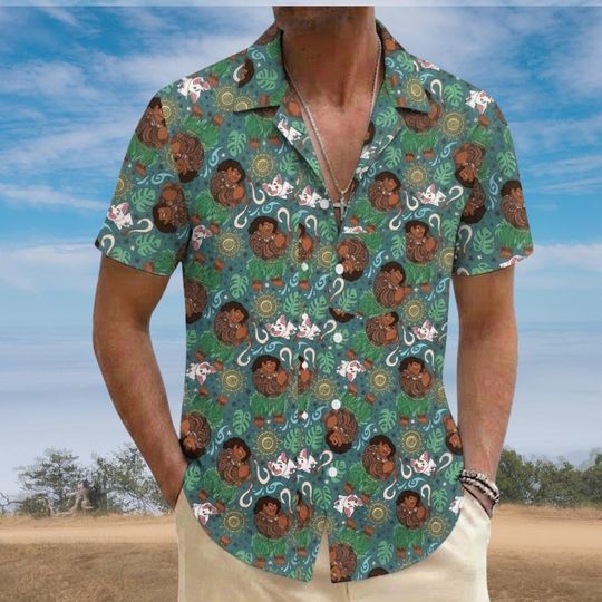 Discover Vintage Disney Moana Hawaiian Shirt, Maui Hei Hei Pua Princess Tropical Shirt