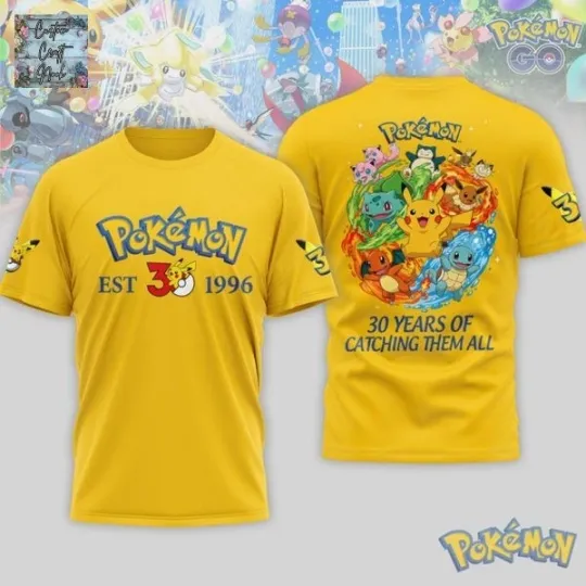 Discover Pokemons 30 Years Of Catching Them All 3D T-Shirt