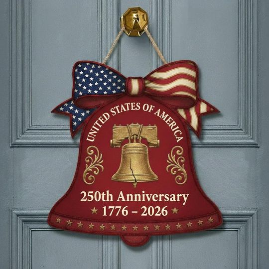 Discover Liberty Bell 250th Anniversary Door Hanger, Patriotic USA Wooden Sign, Fourth of July Door Decor, USA Wooden Door Hanger,American Home Decor