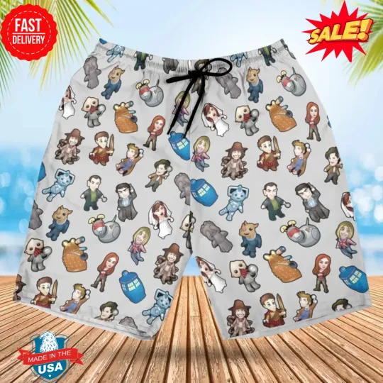Discover Cartoon Who Doctor Who Beach Shorts
