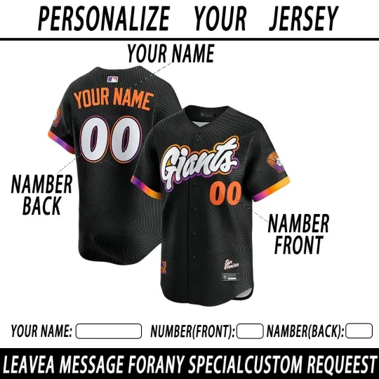 Discover Men's Giantss Black 2025 City Connect Limited Jersey Printed Jersey Customizable