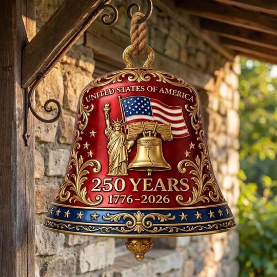 250 Years of America Aluminum Wreath Sign, 1776-2026 Patriotic USA Door Hanger, United States Window Decor, 250th Anniversary Gift