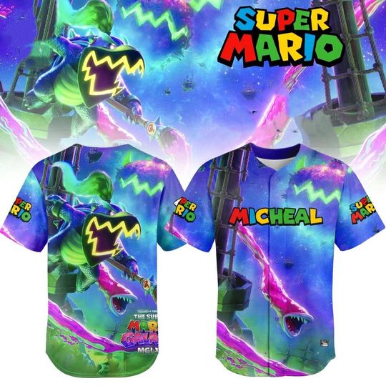Discover Super Mario Bowser Galaxy Baseball Jersey, Custom Mario Jersey, Birthday Gift for Boys