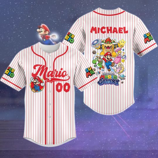 Custom Mario Galaxy Movie Baseball Jersey Nintendo Super Mario Streetwear Universal Studios