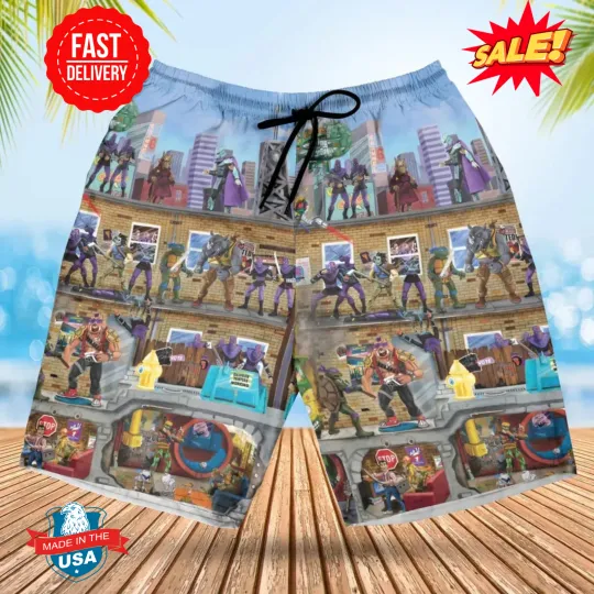 Discover 80’s Turtle Power Beach Shorts