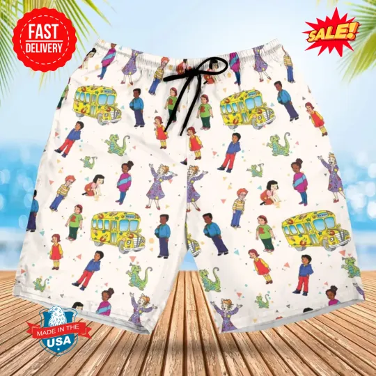 Discover The Magic School Bus Characters Beach Shorts