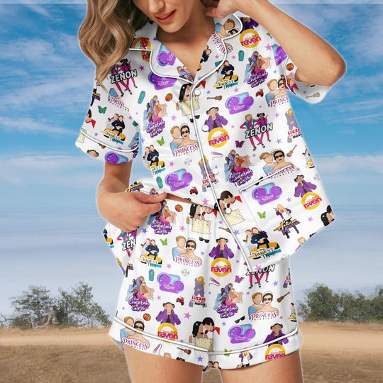 Discover Disney Channel Movie Short Pajamas Set with Pocket, High School Musical Hannah Montana Lounge Sleepwear