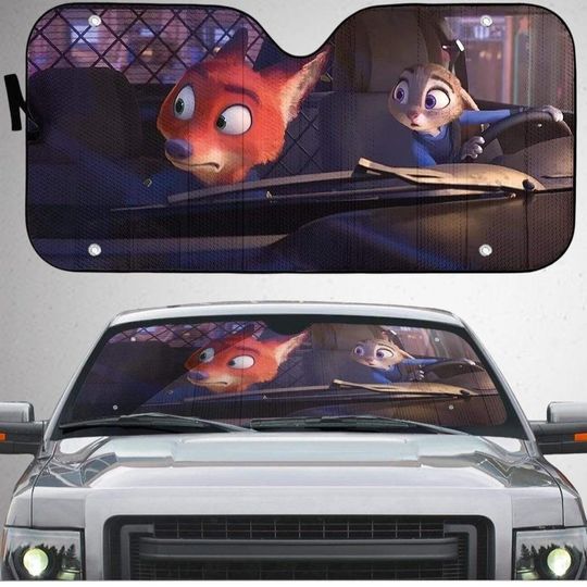 Discover Zootopia Disney Car Sunshade, Zootopia Car Windshield, Nick And Judy Hopps Car Shade, Funny Car Sun Shades, Cartoon Sun Protector