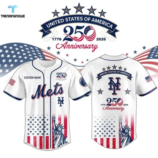 Custom Mets Usa 250Th Anniversary Baseball Jersey 1776 2026 Limited Edition